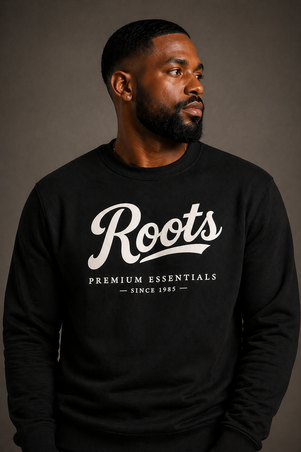 Roots Premium Essentials Crewneck Sweatshirt (Black)