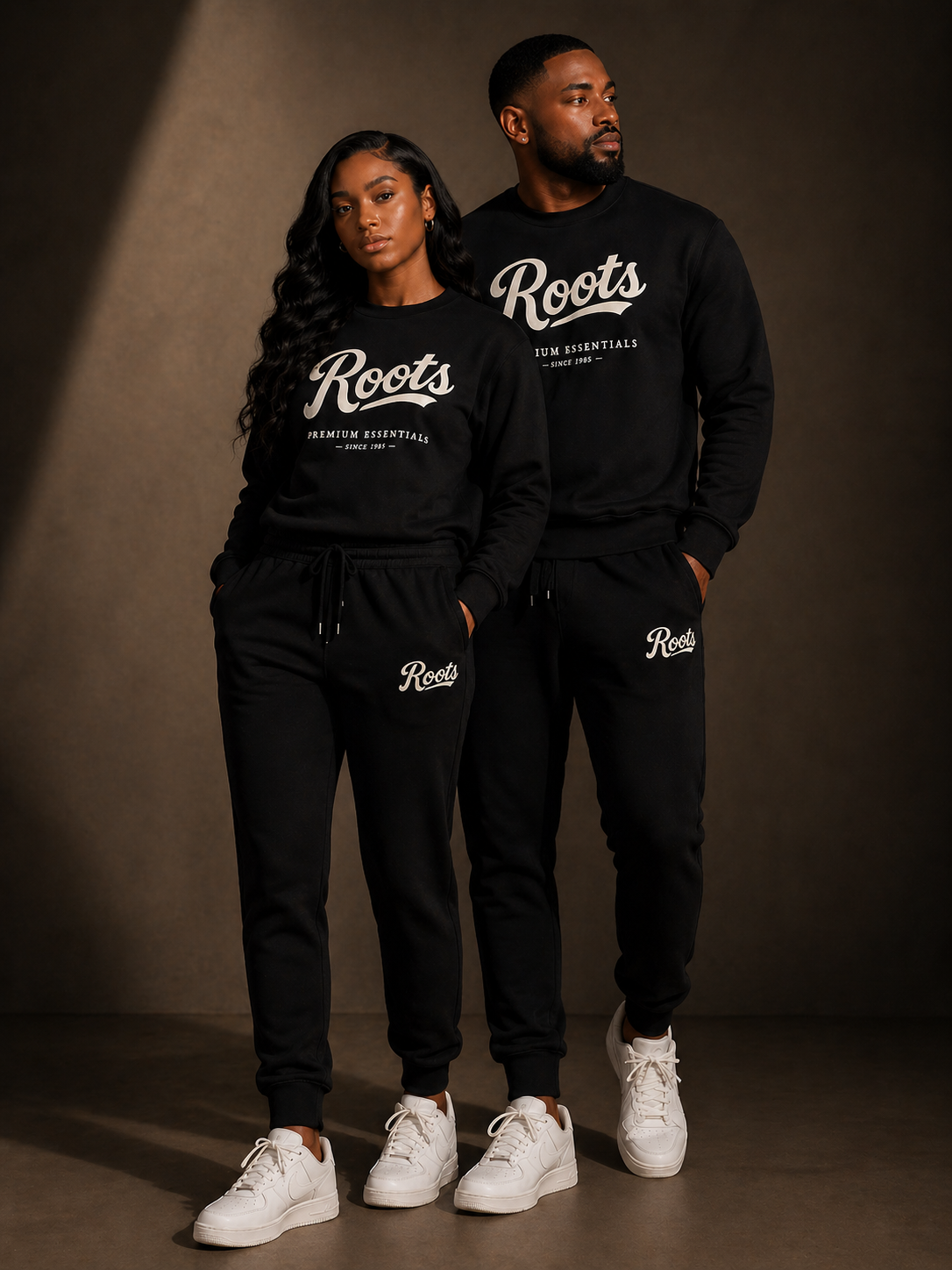 Roots Premium Essentials Crewneck Sweatsuit (Black)