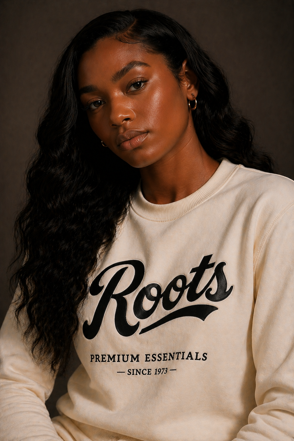 Roots Premium Essentials Crewneck Sweatshirt (Cream)