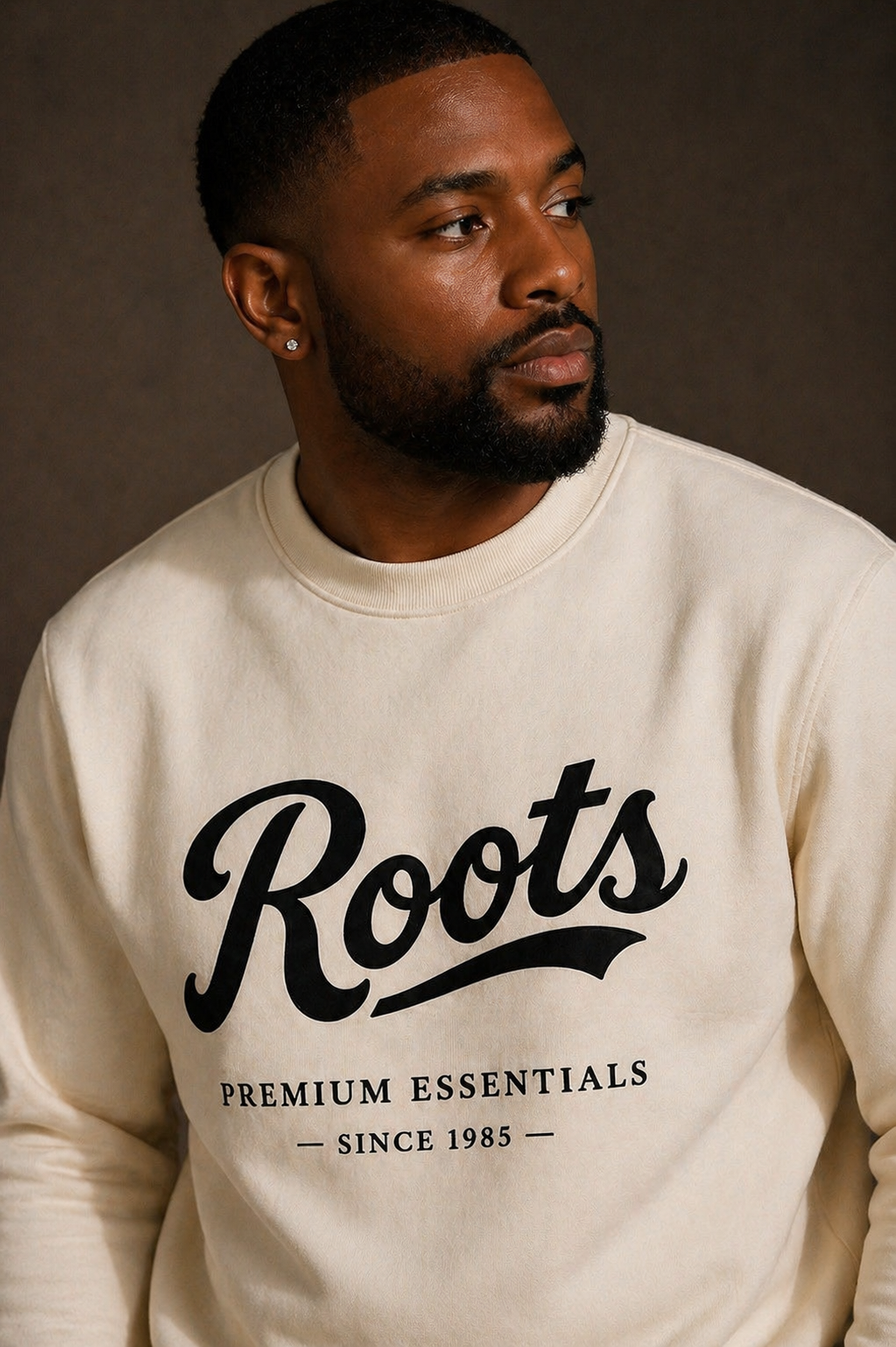 Roots Premium Essentials Crewneck Sweatshirt (Cream)